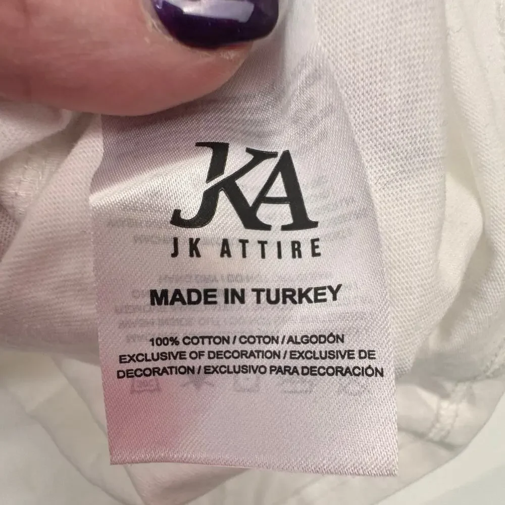 Men's JK Attire NWT Falling White & Blue Short Sleeve Cotton T-Shirt Size L - Picture 5 of 5